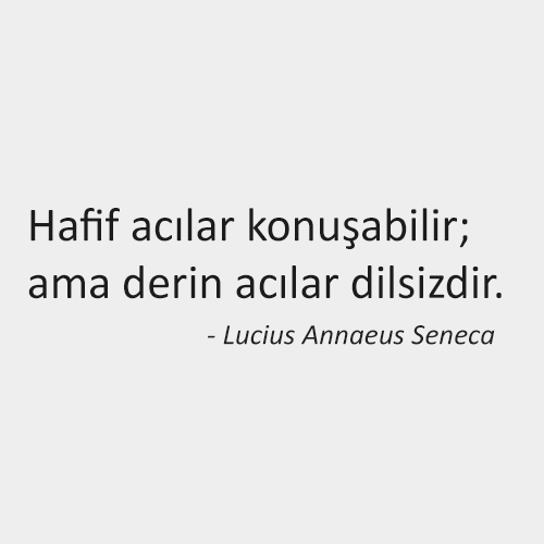 Hafif acılar konuşabilir; ama derin acılar dilsizdir.