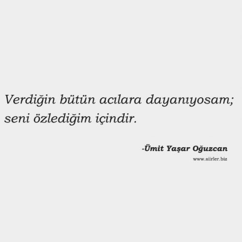 Verdiğin bütün acılara dayanıyosam; seni özlediğim içindir.