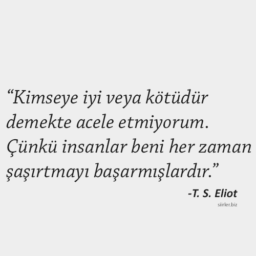 T.S Eliot Kimseye iyi veya kötüdür