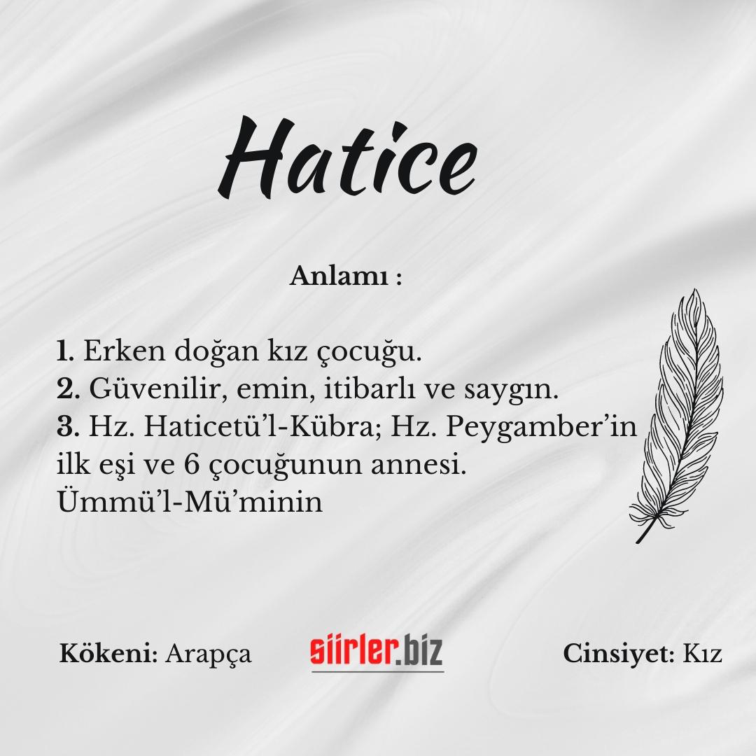 Hatice isminin anlamı, hatice ismi