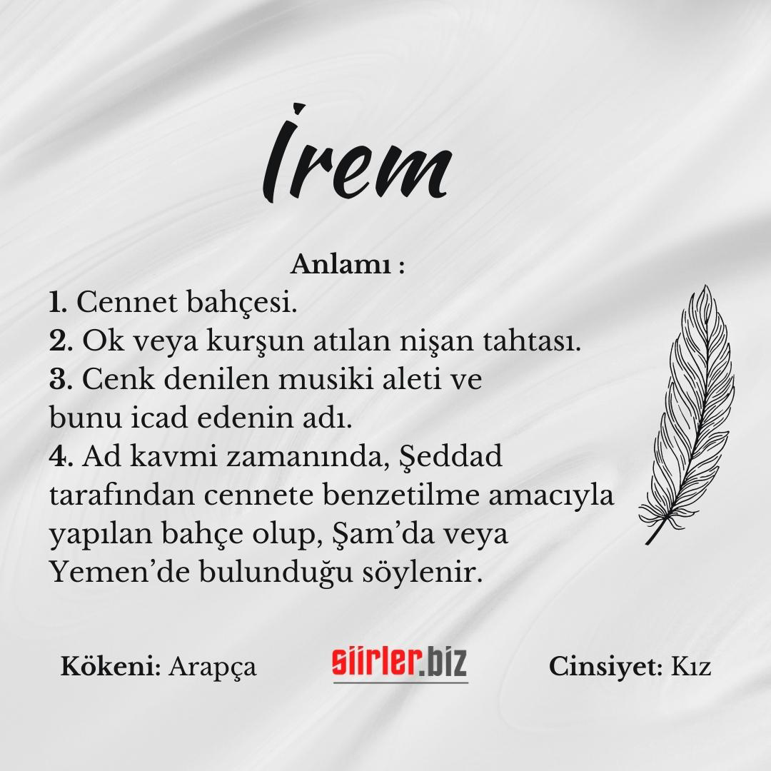 İrem isminin anlamı, İrem İsmi