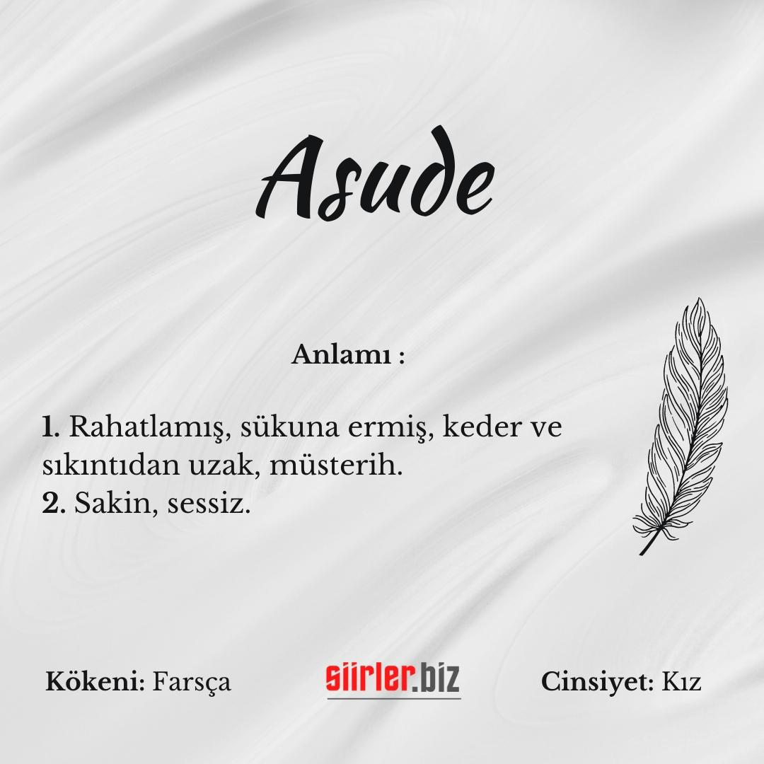 Asude isminin anlamı, asude ismi