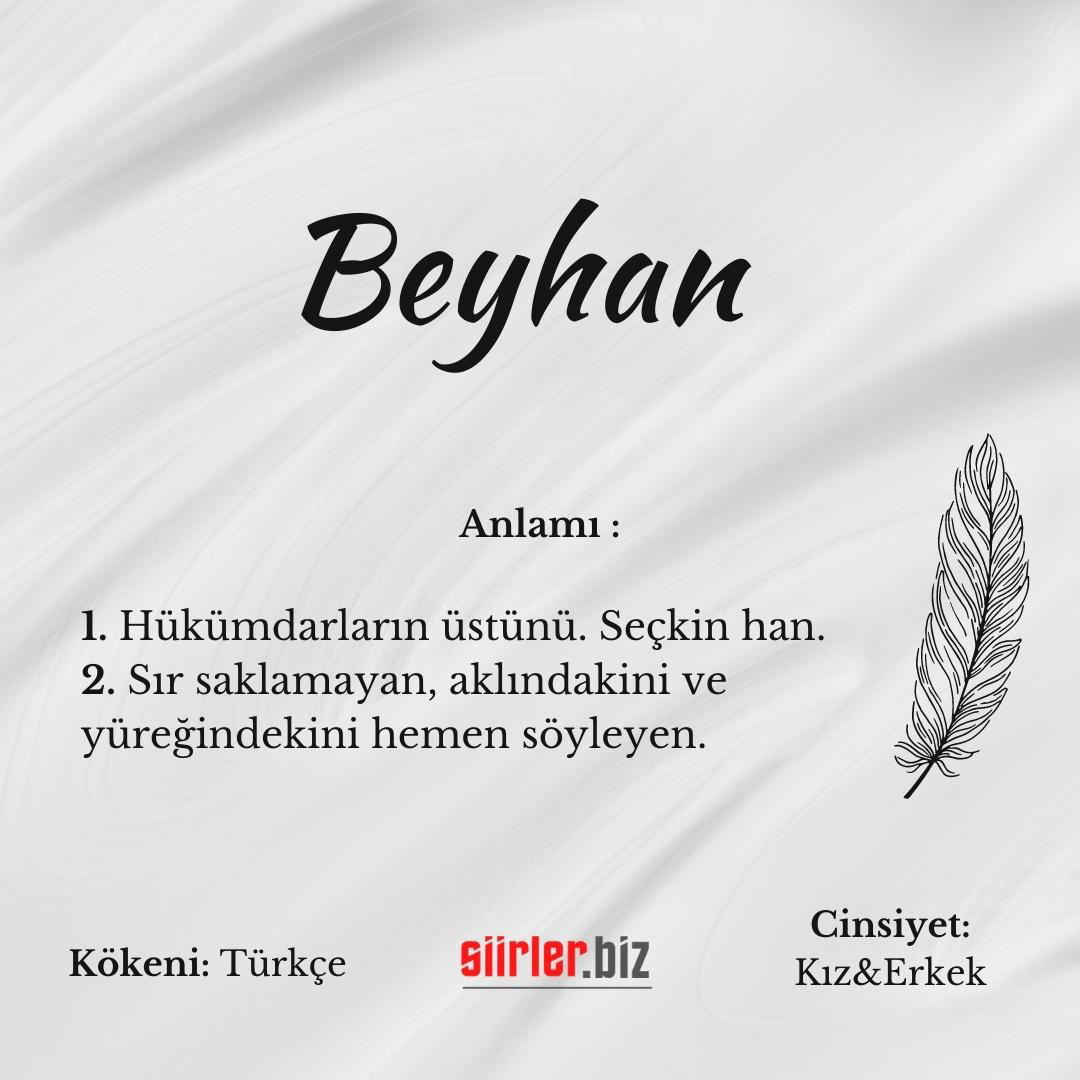 Beyhan isminin anlamı, beyhan ismi