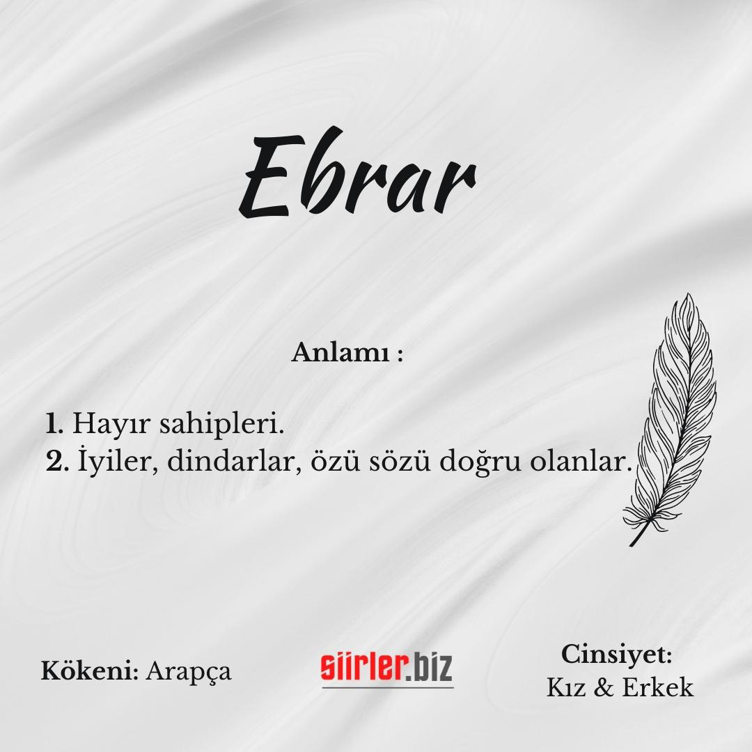 Ebrar isminin anlamı, ebrar ismi