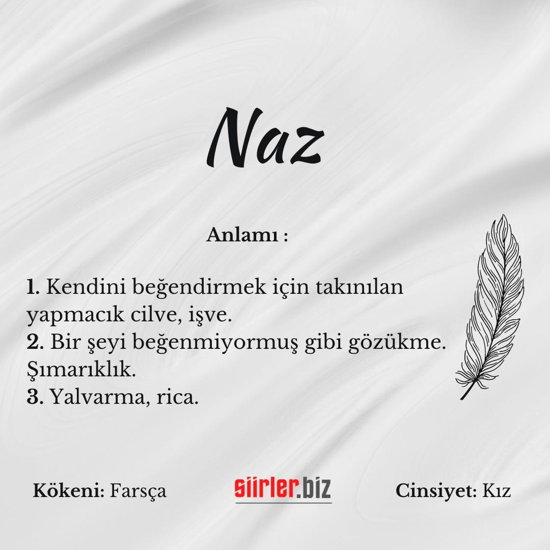 Naz isminin anlamı, naz ismi